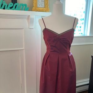 Spaghetti strap special occasion dress with gorgeous gold details!